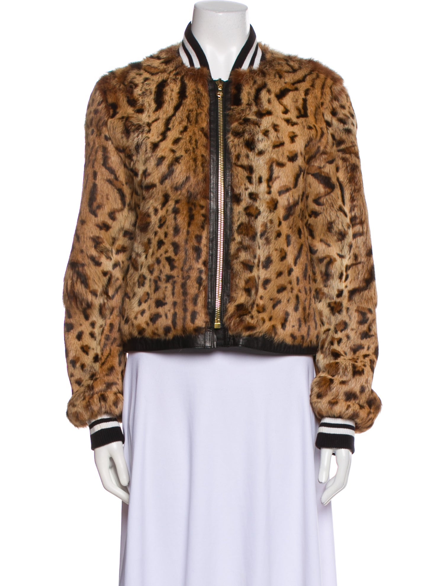 Veronica Beard Animal Print Fur Jacket