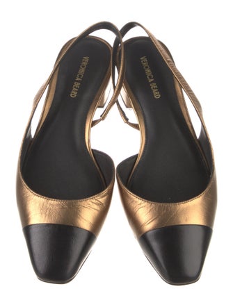 Veronica Beard Leather Colorblock Pattern Slingback Flats