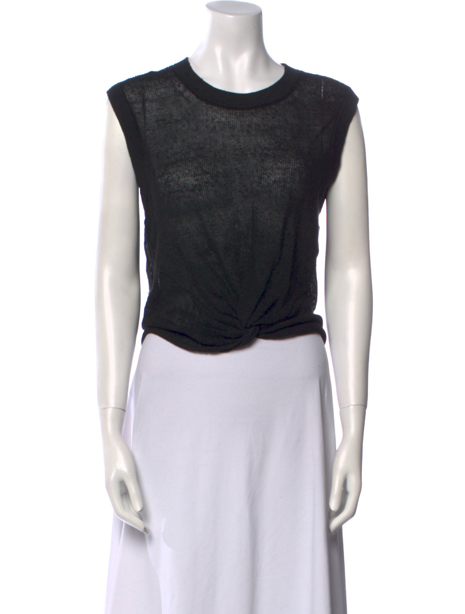 Veronica Beard Linen Crew Neck Crop Top