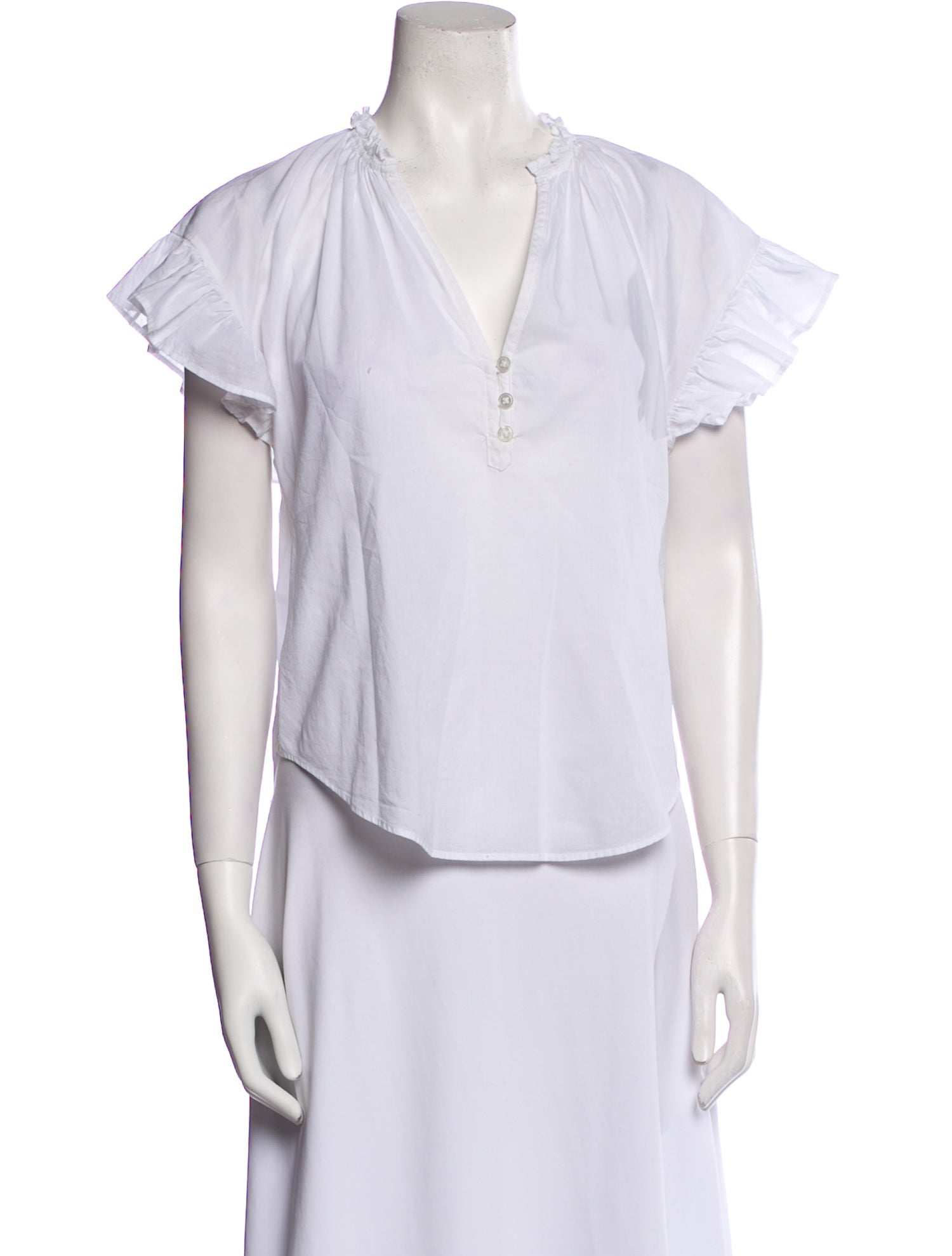 Veronica Beard V-Neck Short Sleeve Blouse