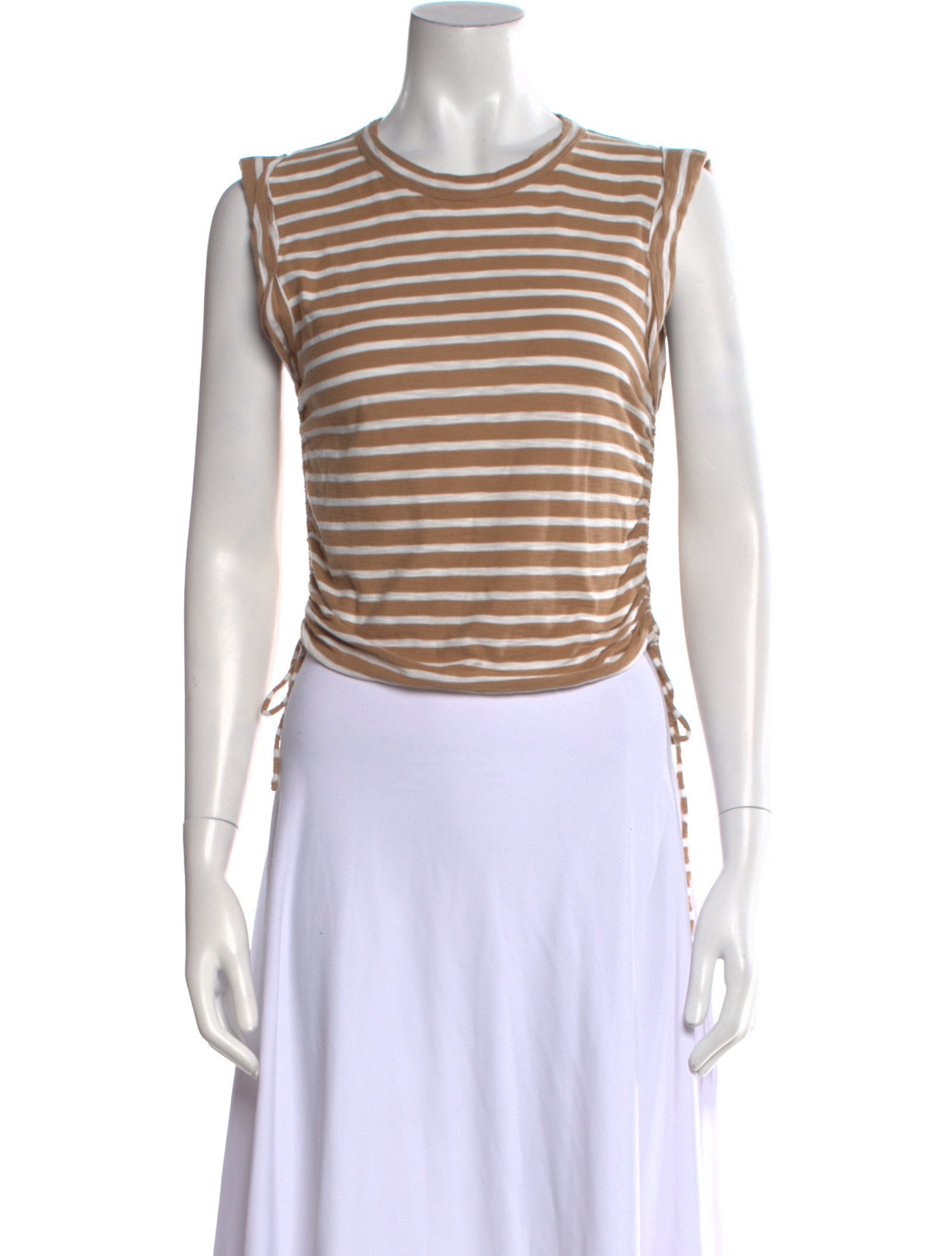 Veronica Beard Striped Crew Neck Crop Top