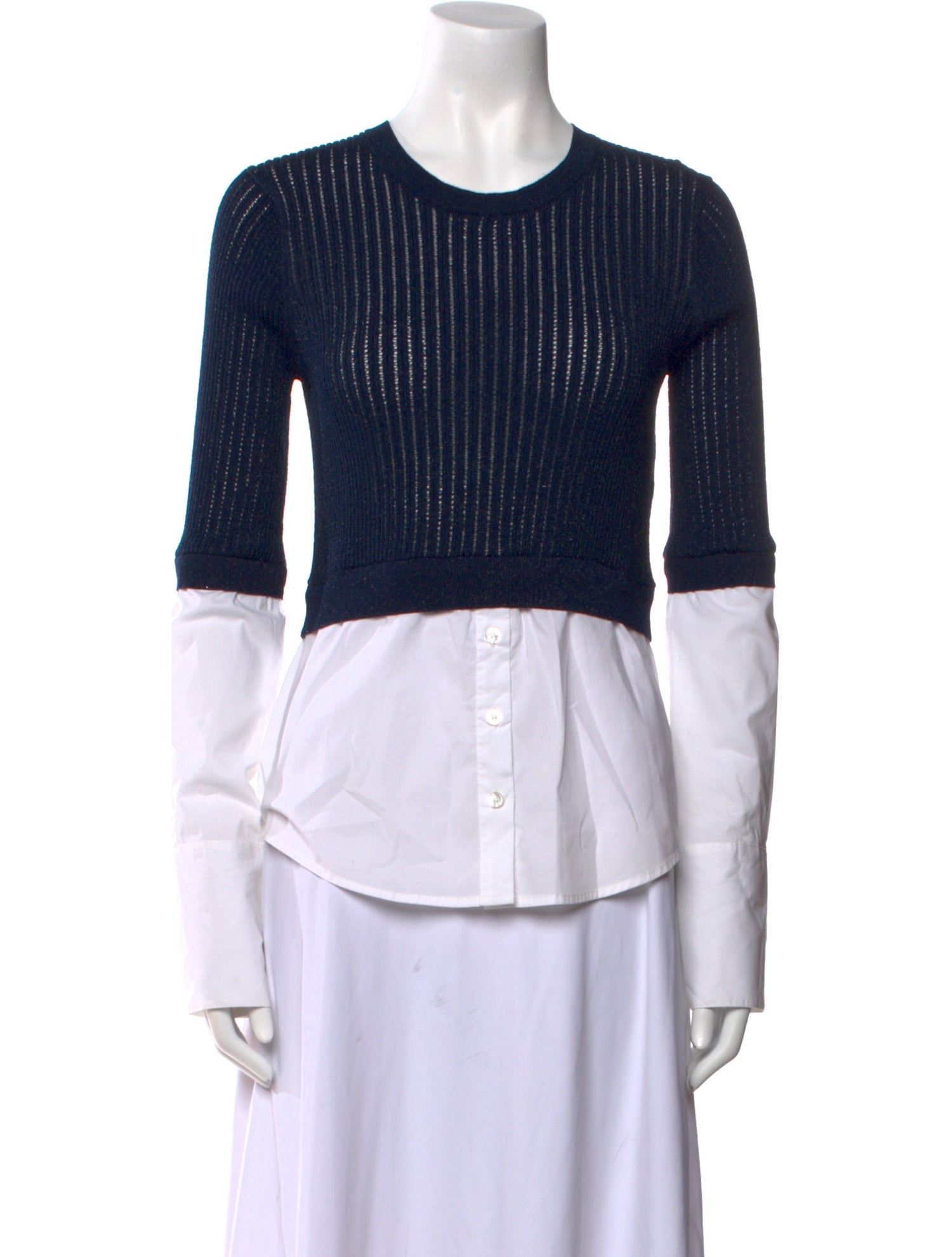 Veronica Beard Crew Neck Long Sleeve Top