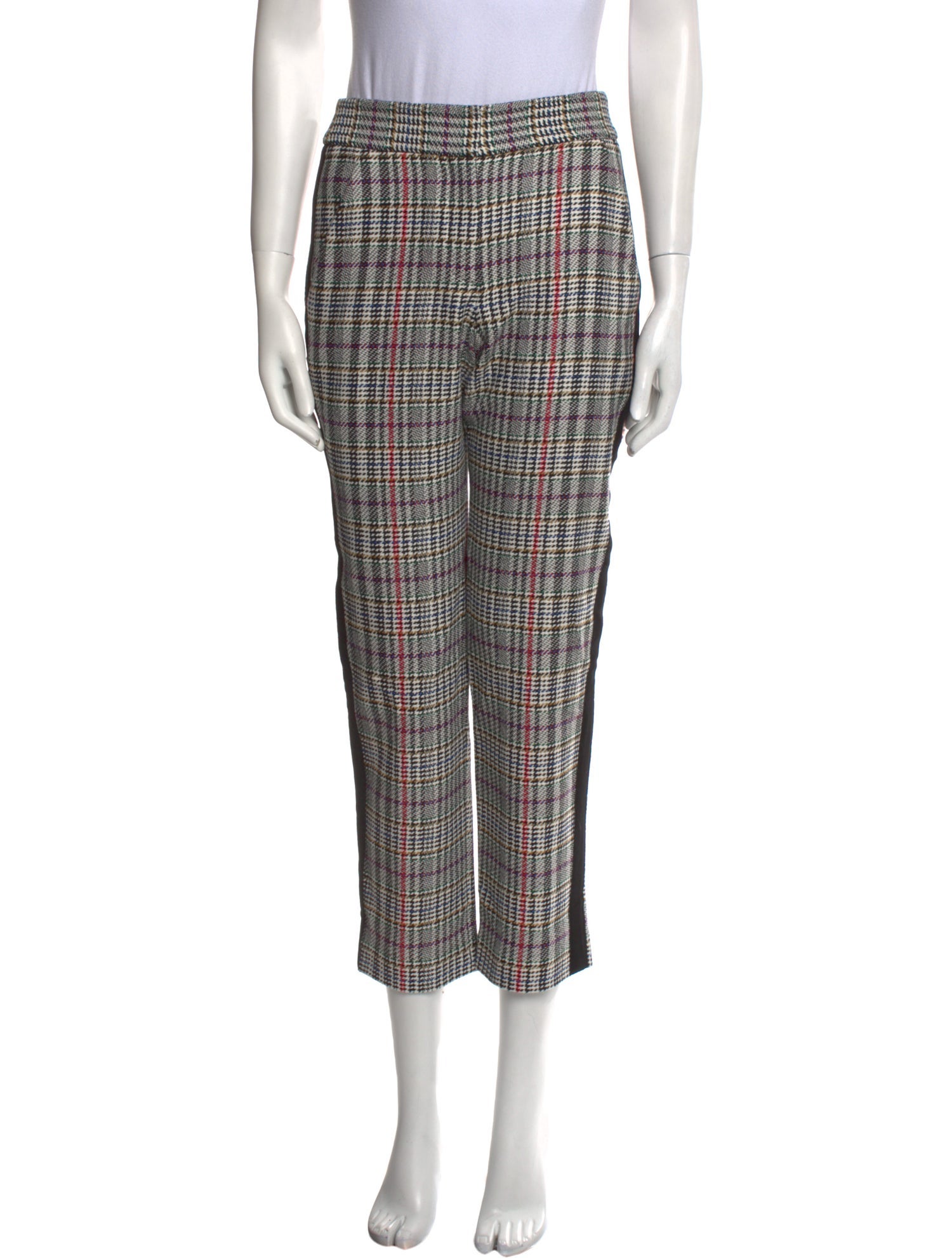 Veronica Beard Plaid Print Straight Leg Pants