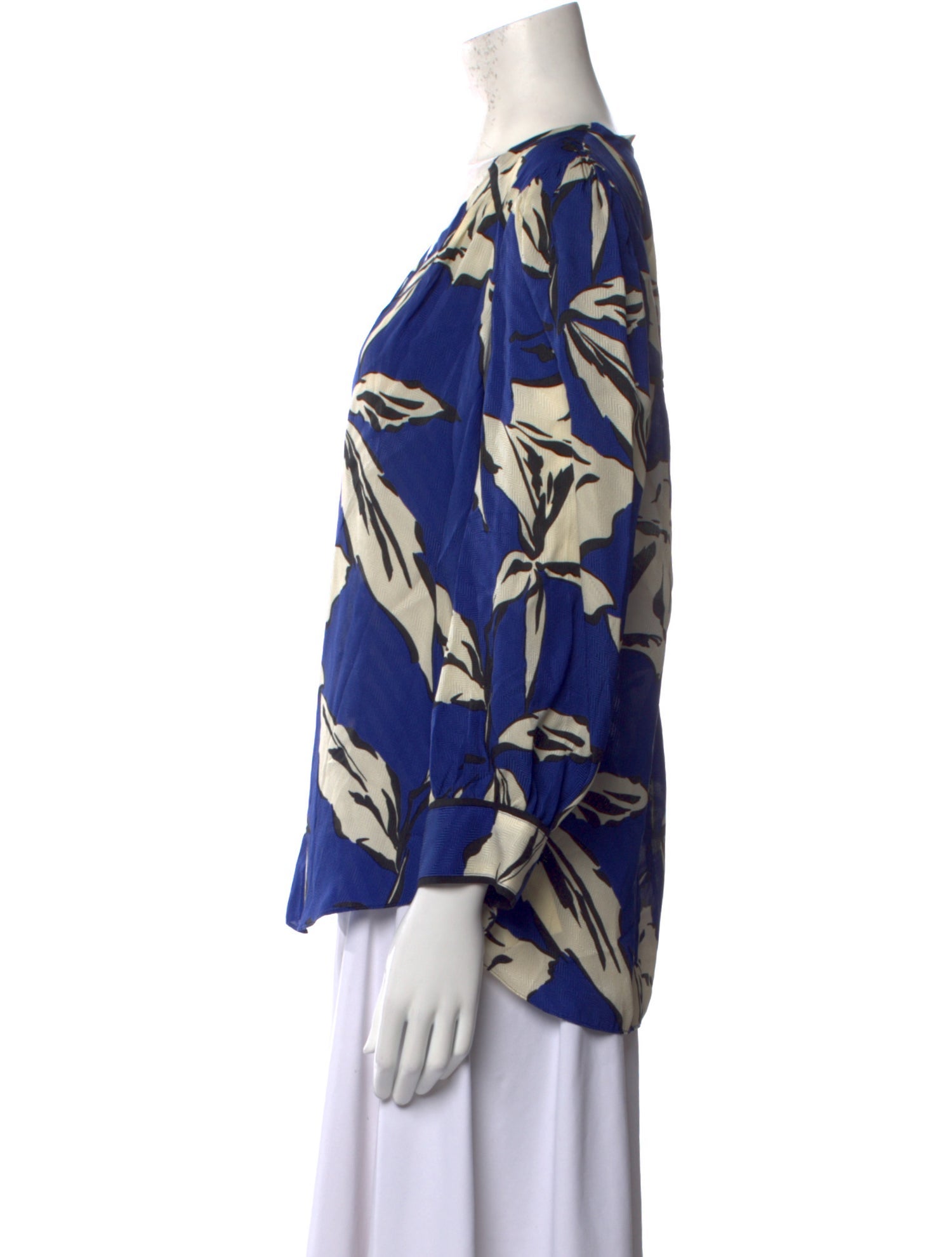 Veronica Beard Floral Print V-Neck Blouse