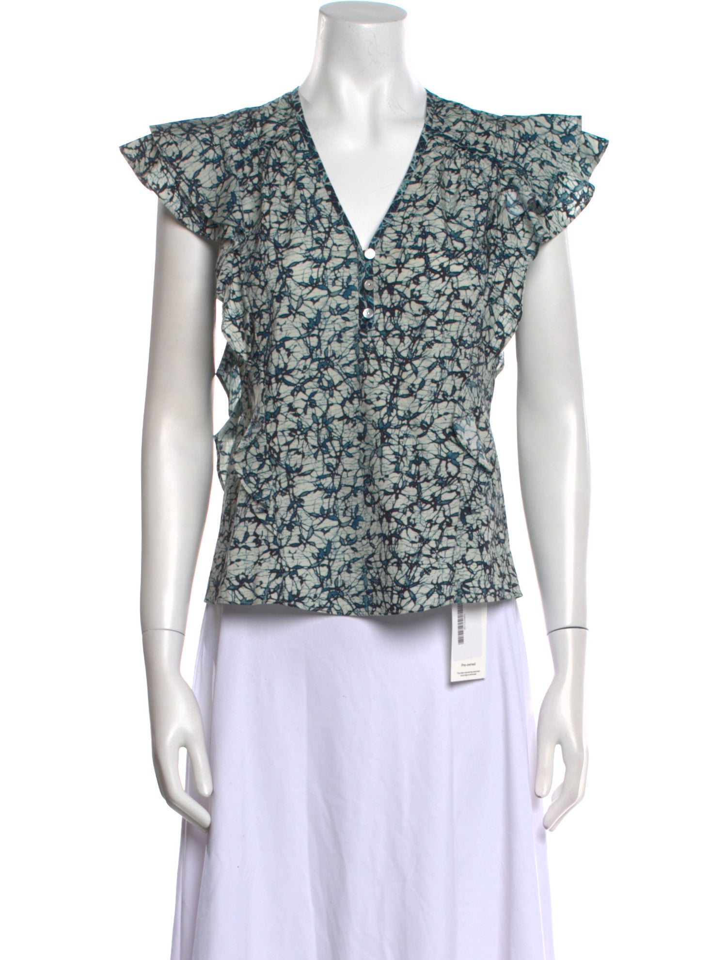 Veronica Beard Floral Print V-Neck Blouse