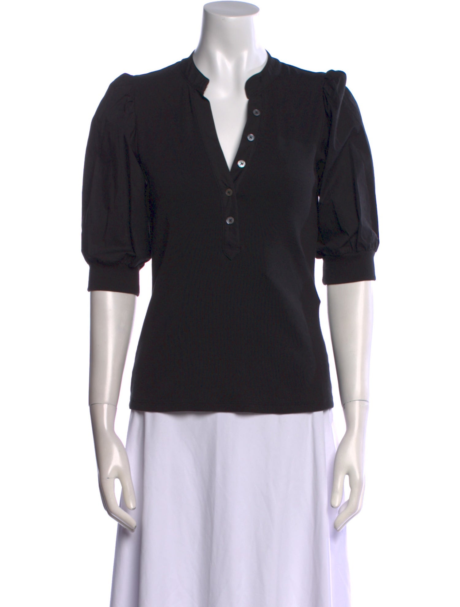 Veronica Beard V-Neck Three-Quarter Sleeve Polo