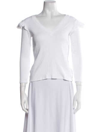 Veronica Beard V-Neck Three-Quarter Sleeve T-Shirt