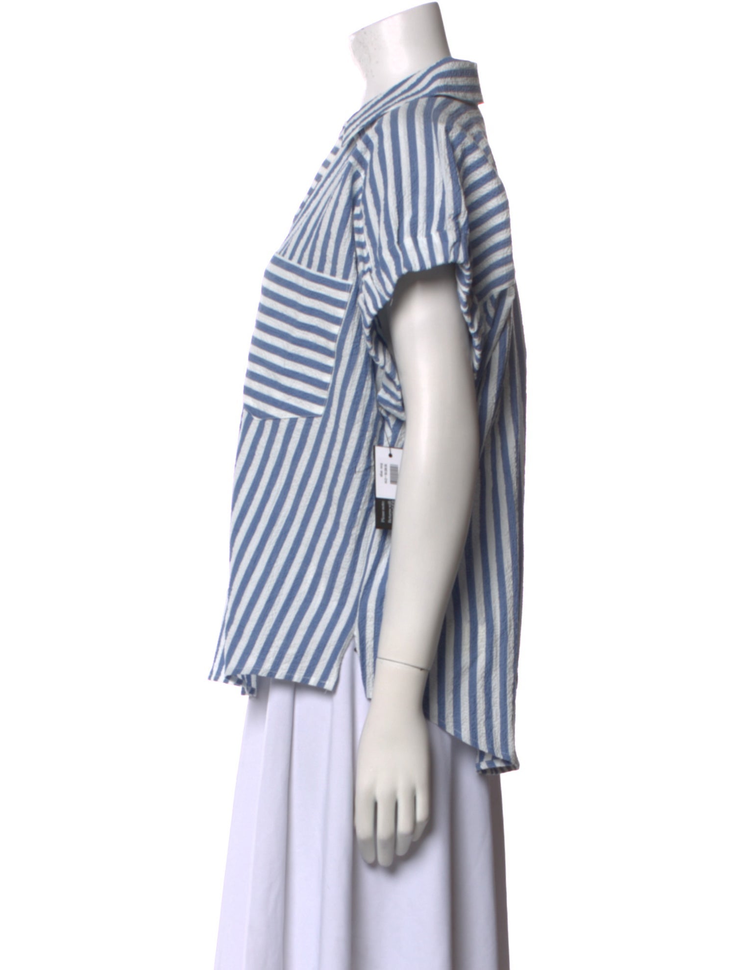 Veronica Beard Striped Short Sleeve Button-Up Top w/ Tags