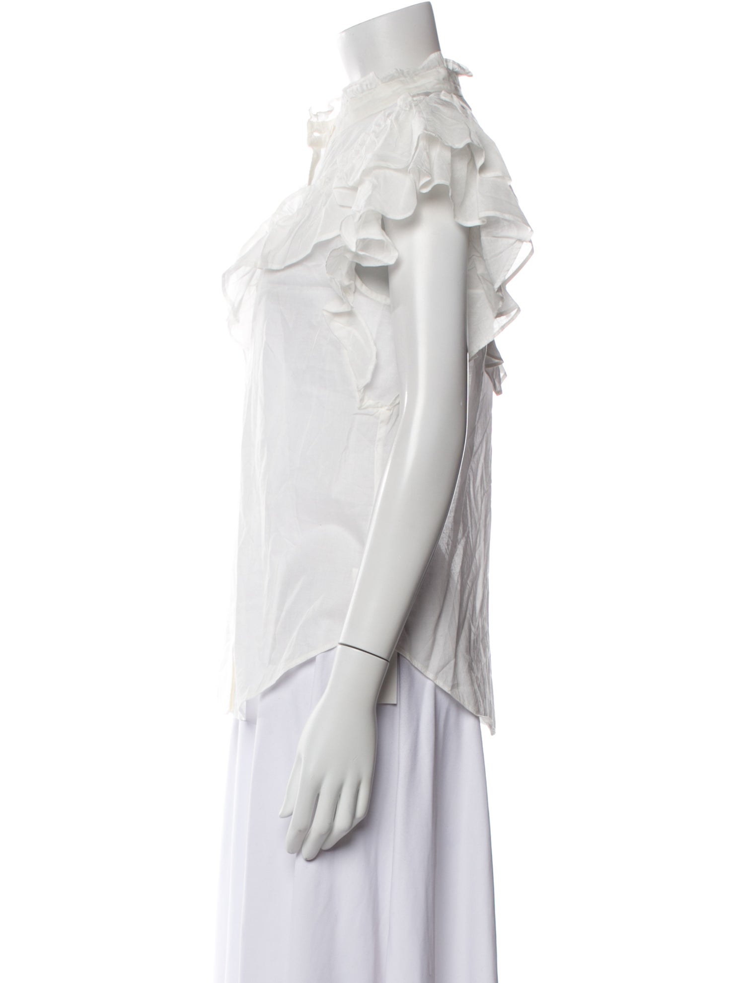 Veronica Beard Mock Neck Short Sleeve Button-Up Top w/ Tags