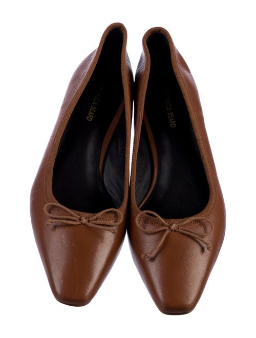Veronica Beard Leather Bow Accents Ballet Flats