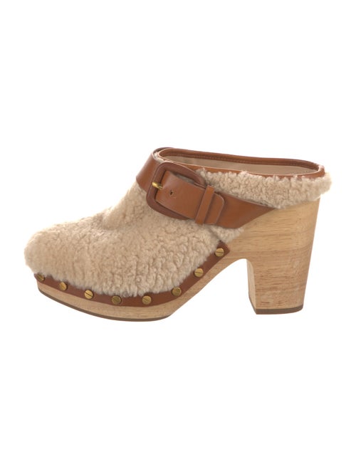 Veronica Beard Shearling Leather Trim Embellishment Mules