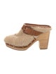 Veronica Beard Shearling Leather Trim Embellishment Mules