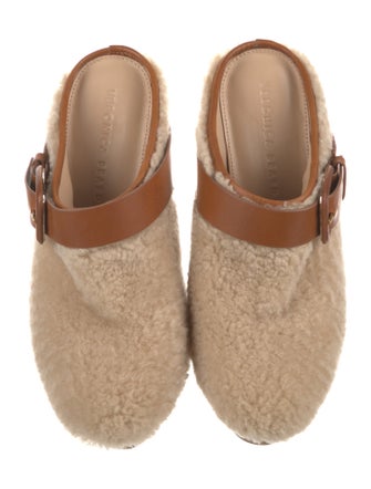 Veronica Beard Shearling Leather Trim Embellishment Mules