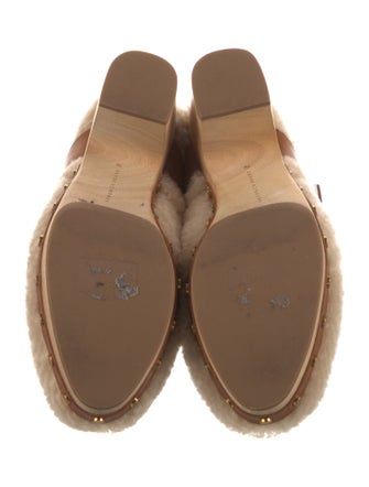 Veronica Beard Shearling Leather Trim Embellishment Mules