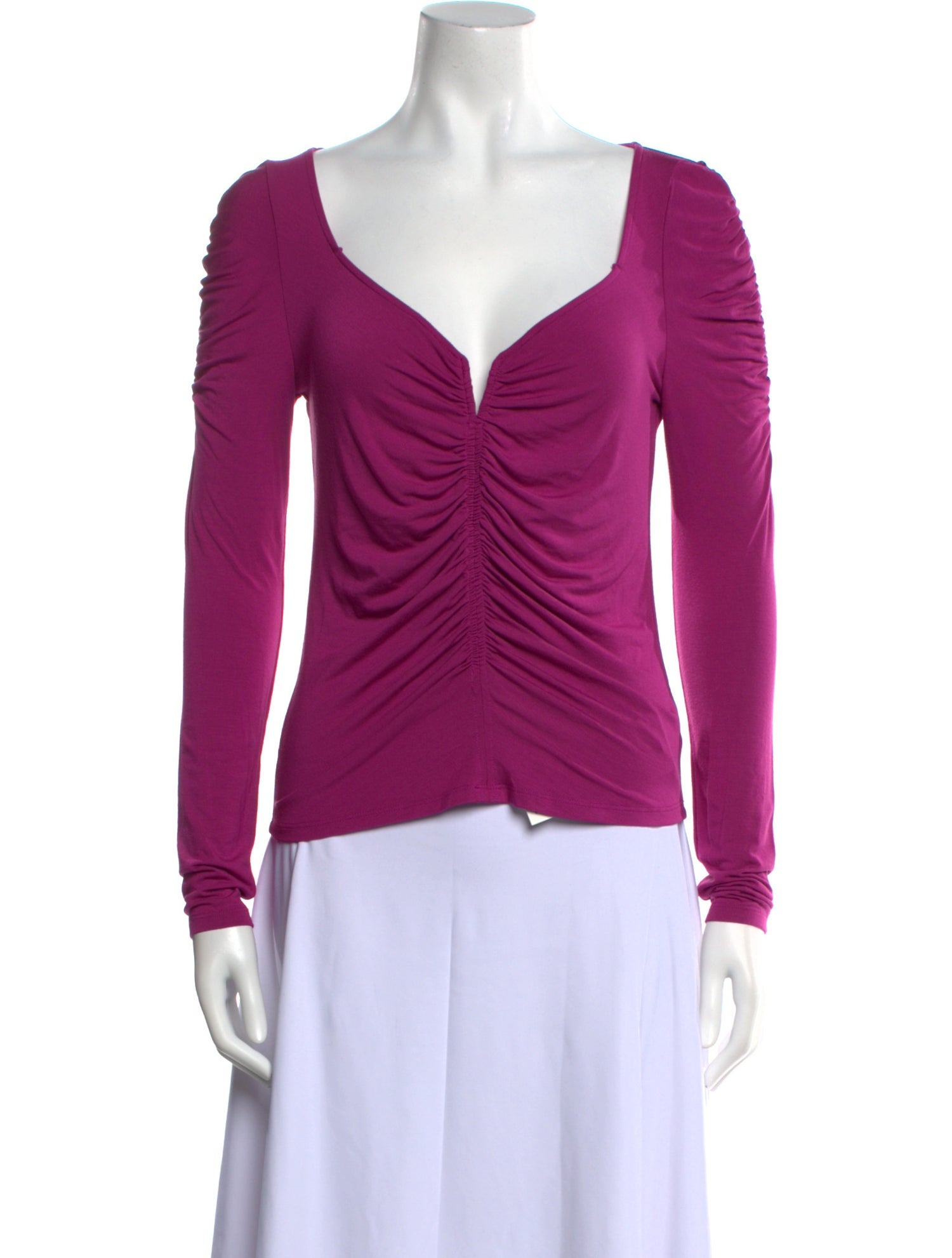 Veronica Beard Plunge Neckline Long Sleeve Blouse