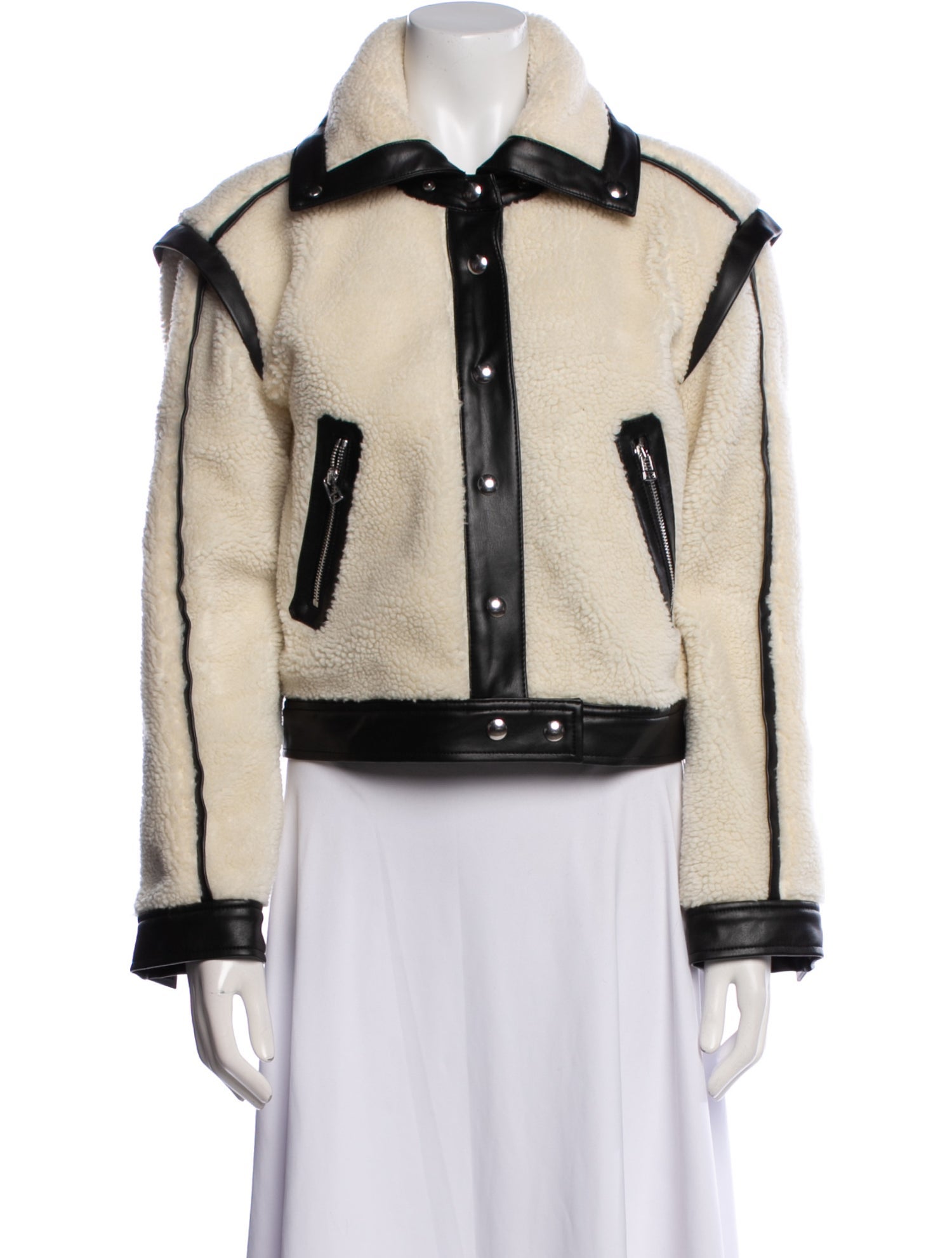 Veronica Beard Colorblock Pattern Biker Jacket