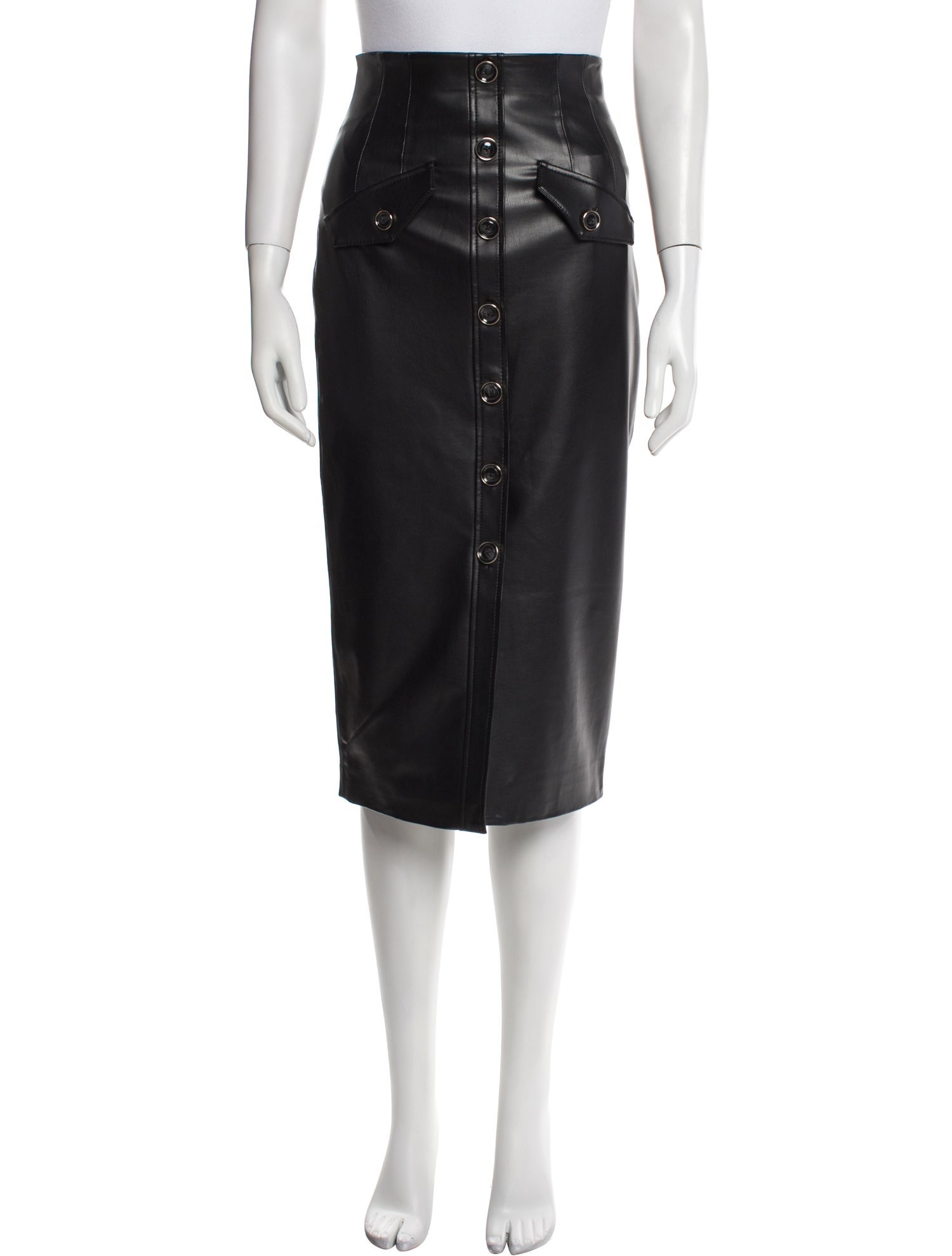 Veronica Beard Leather Trim Embellishment Midi Length Skirt