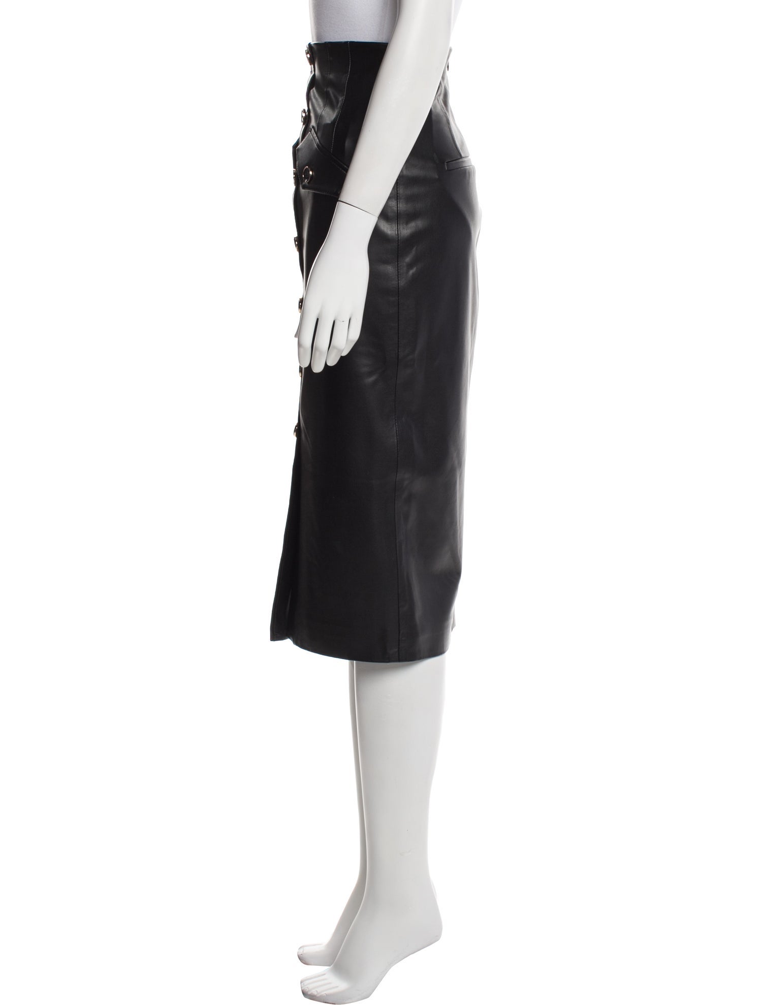 Veronica Beard Leather Trim Embellishment Midi Length Skirt