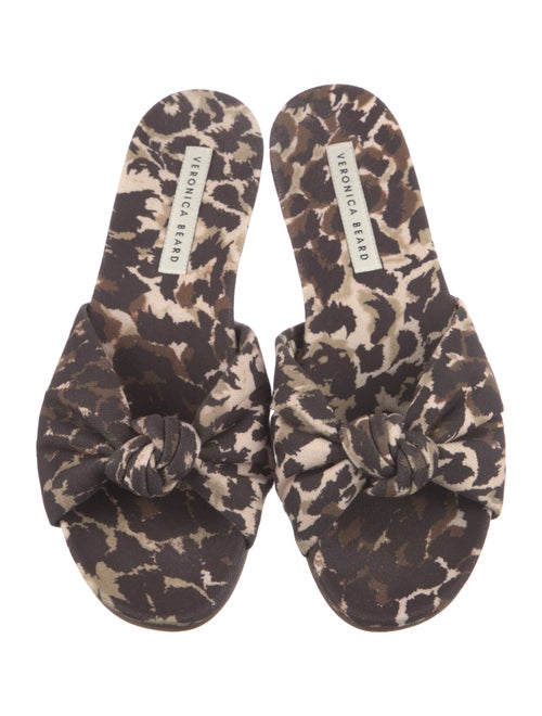 Veronica Beard Canvas Animal Print Slides