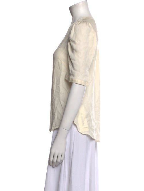 Veronica Beard Silk V-Neck Button-Up Top