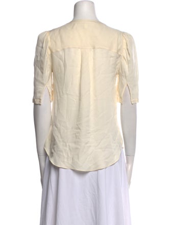 Veronica Beard Silk V-Neck Button-Up Top