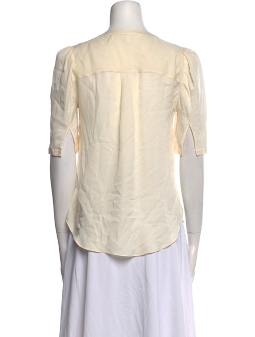 Veronica Beard Silk V-Neck Button-Up Top