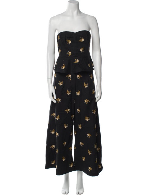 Veronica Beard Floral Print Embroidered Accent Pant Set