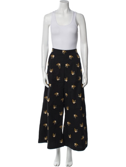 Veronica Beard Floral Print Embroidered Accent Pant Set