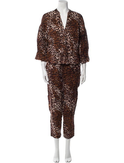 Veronica Beard Linen Animal Print Pant Set