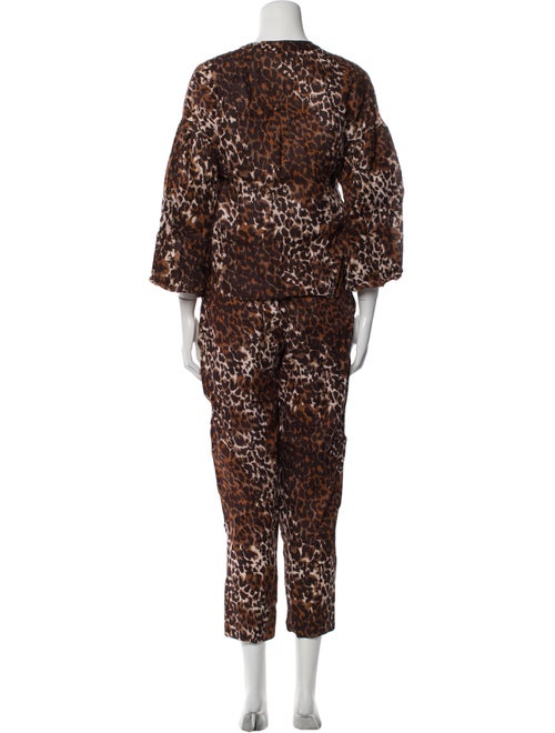 Veronica Beard Linen Animal Print Pant Set