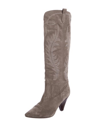 Veronica Beard Suede Patterned Boots