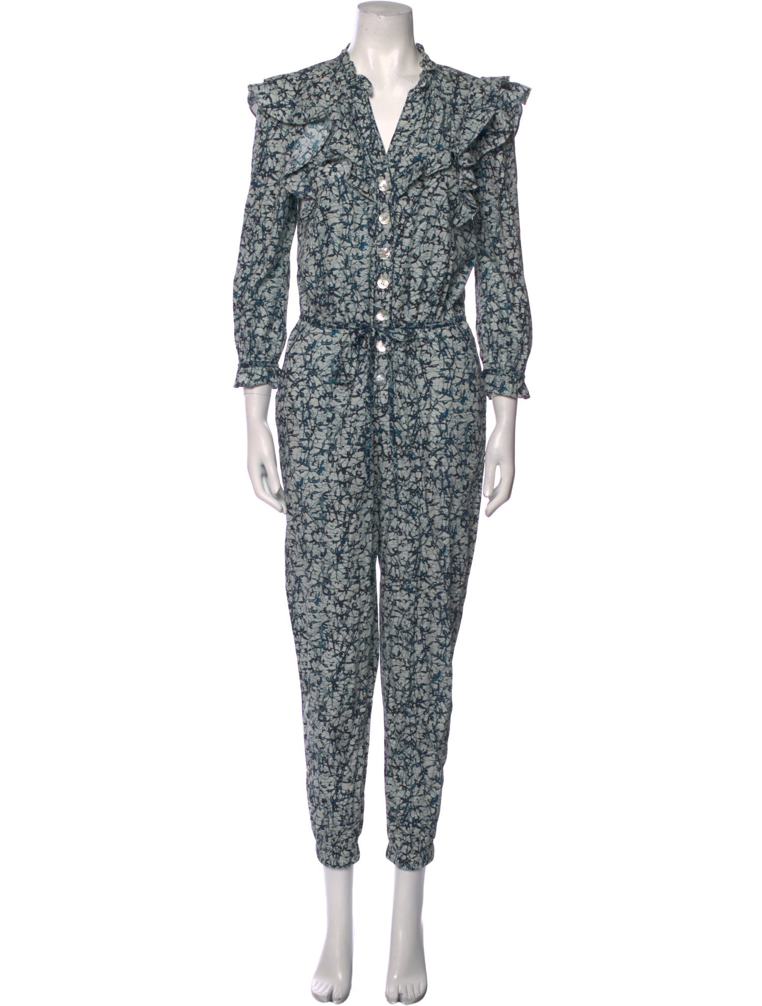 Veronica Beard Floral Print V-Neck Jumpsuit