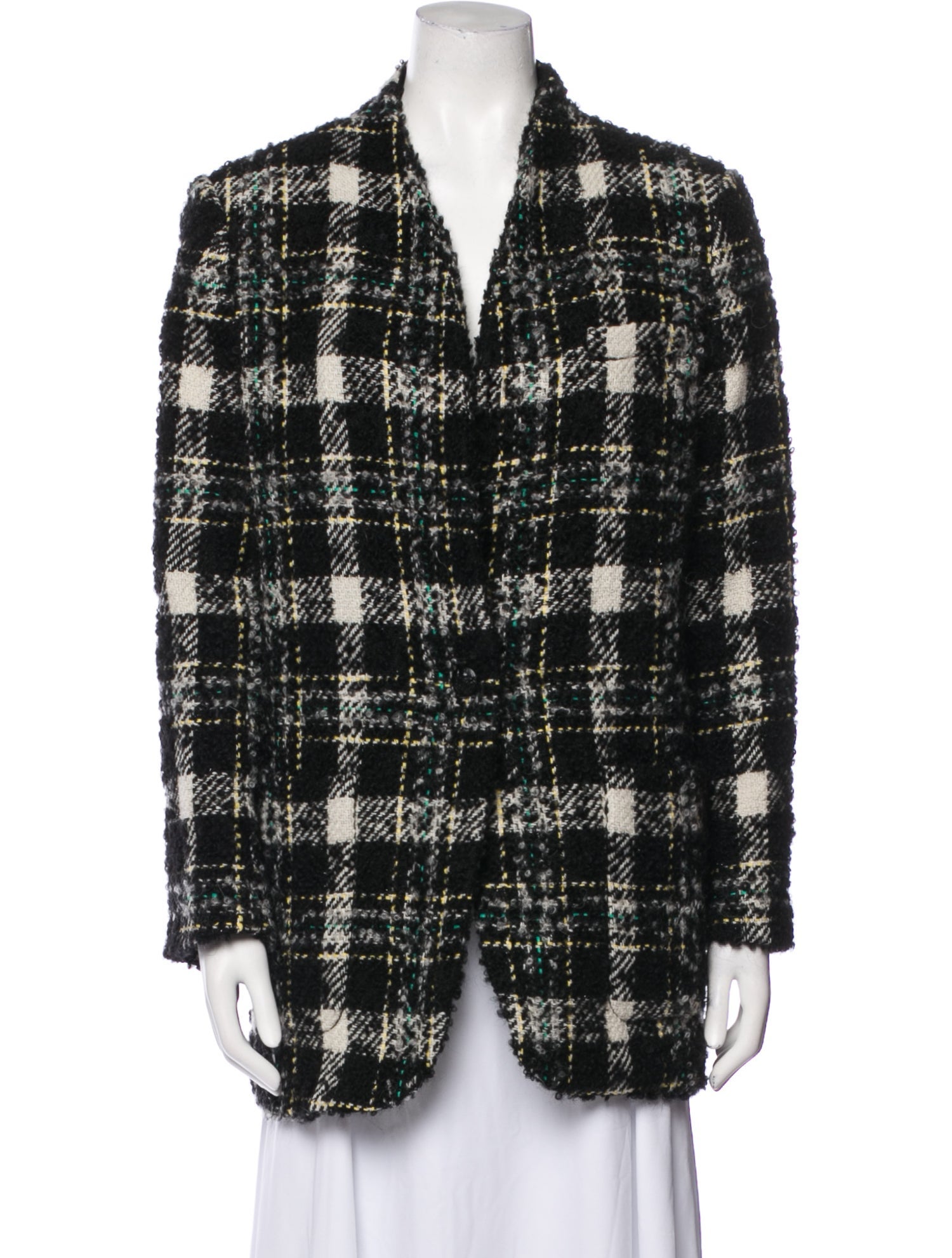 Veronica Beard Wool Plaid Print Coat