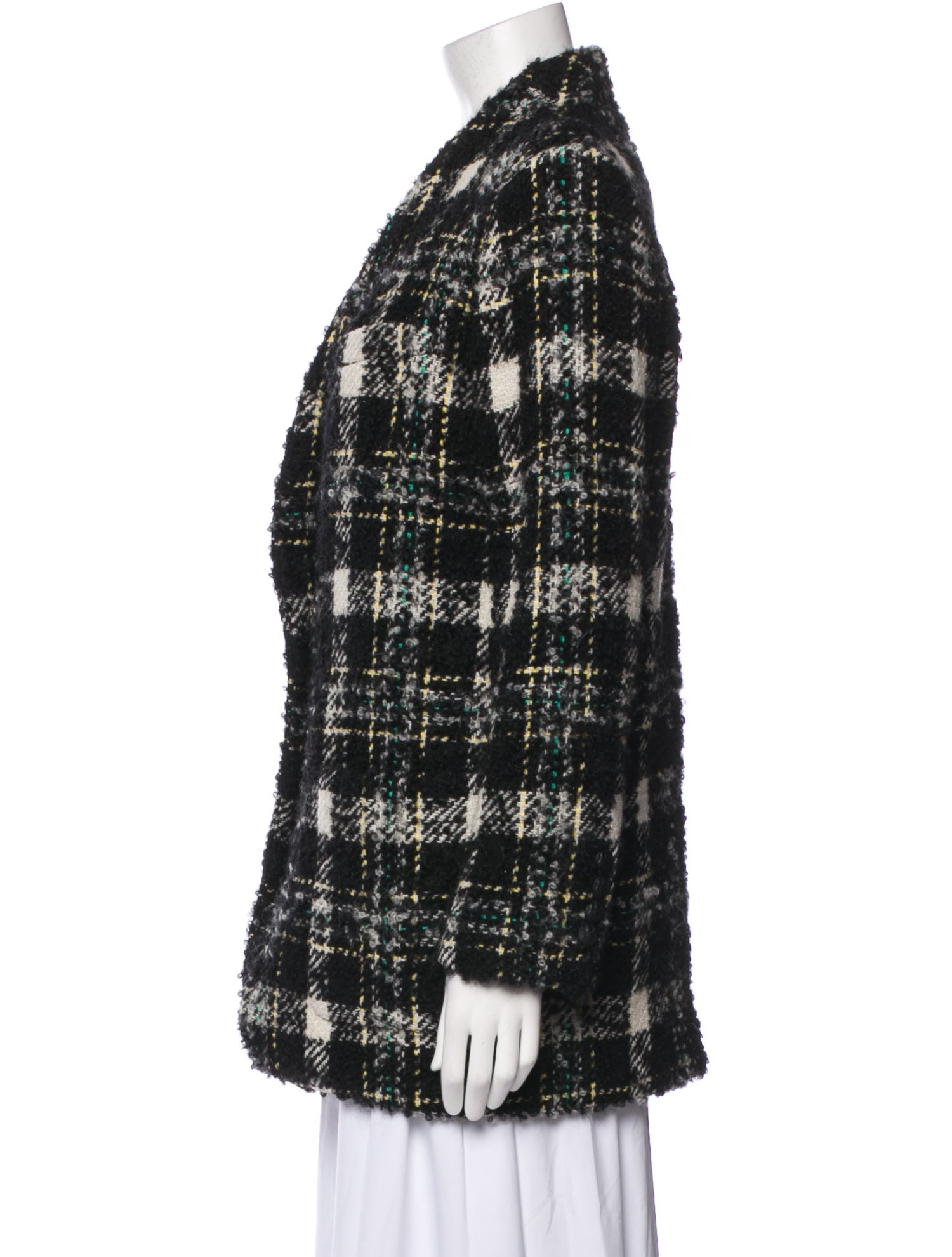 Veronica Beard Wool Plaid Print Coat