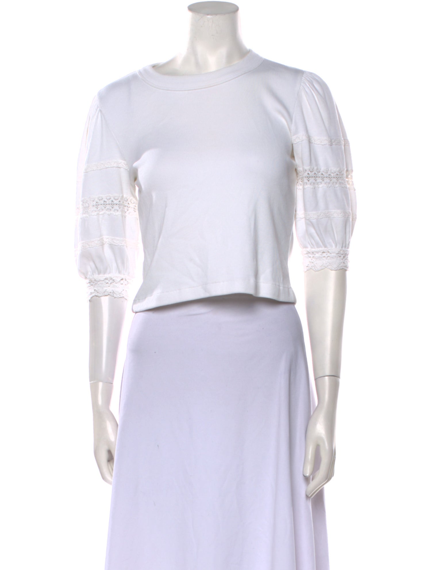 Veronica Beard Bateau Neckline Three-Quarter Sleeve Crop Top