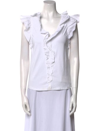 Veronica Beard One-Shoulder Short Sleeve Blouse