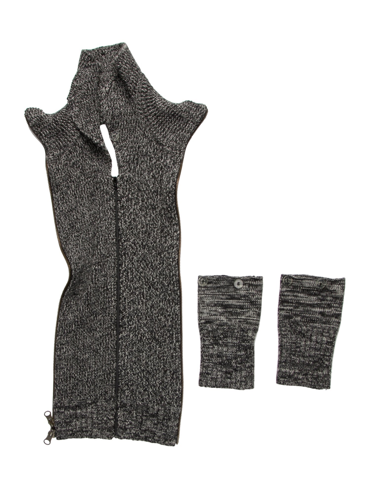 Veronica Beard Knitted Wool Shawl & Cut Out Button Wrist Sleeve Set