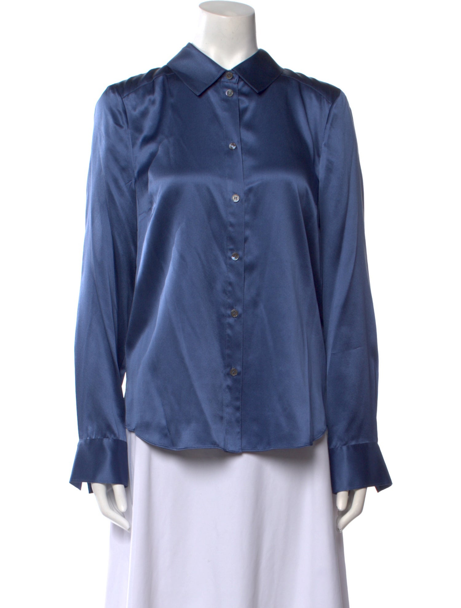 Veronica Beard Silk Long Sleeve Button-Up Top