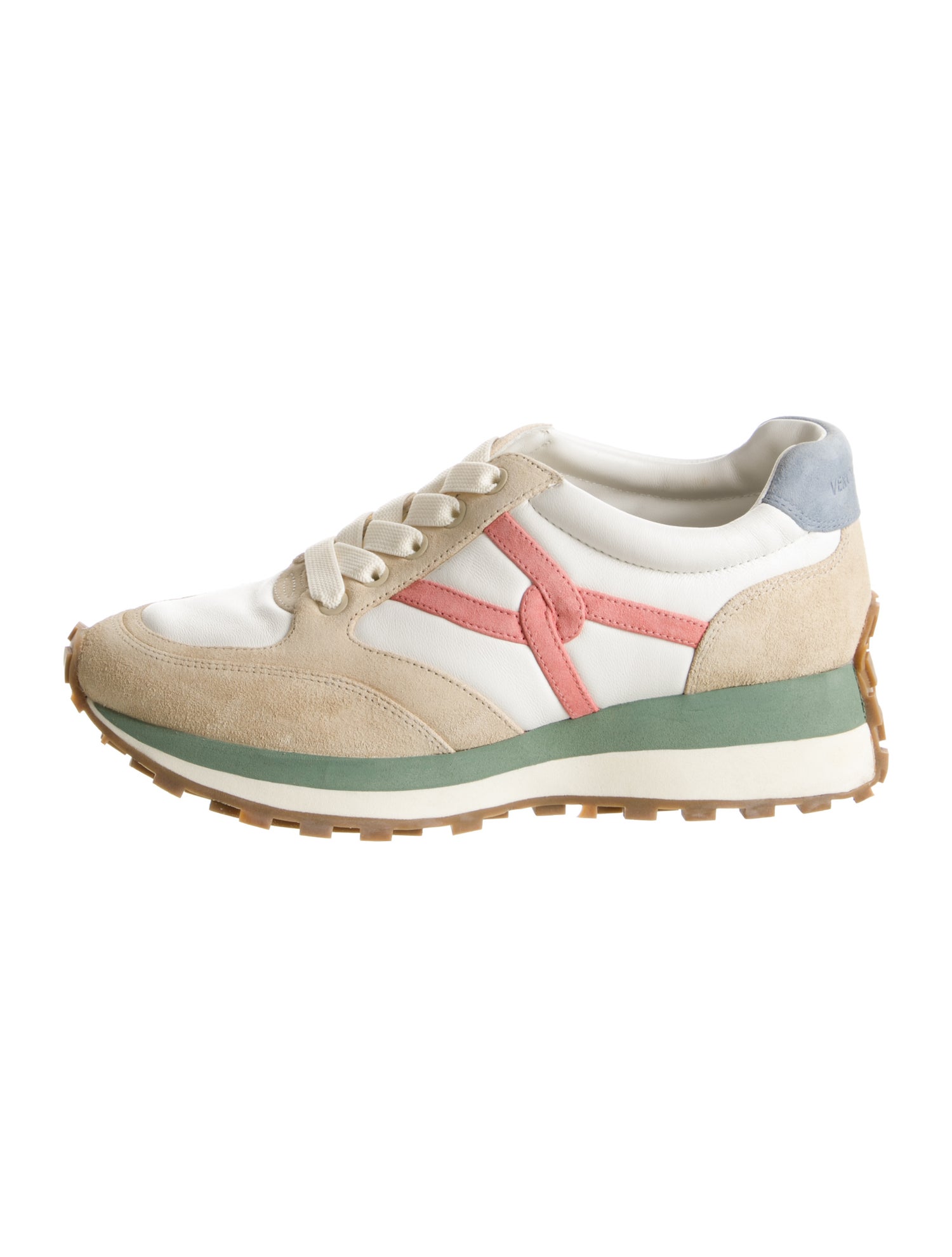 Veronica Beard Leather Colorblock Pattern Athletic Sneakers