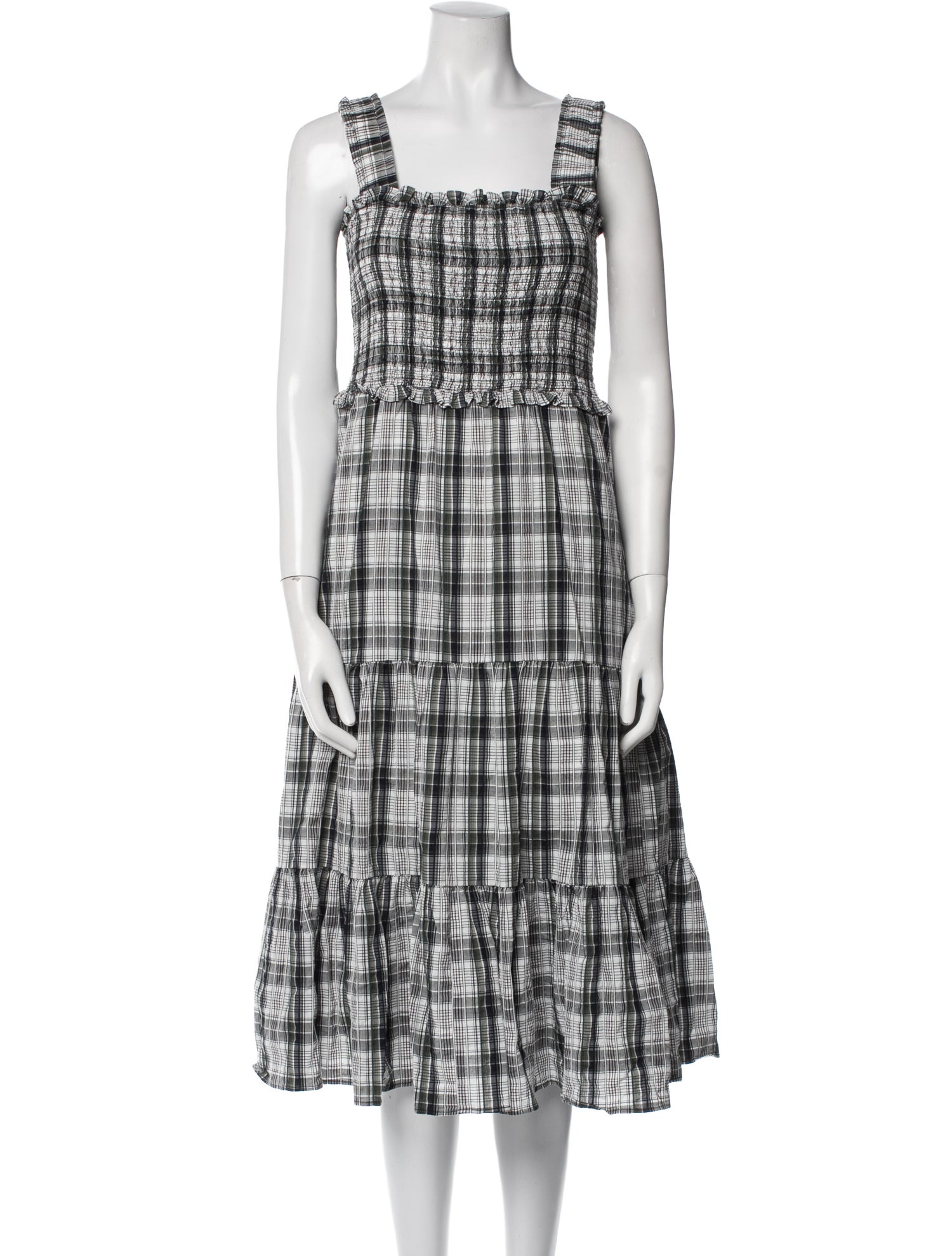 Veronica Beard Plaid Print Midi Length Dress
