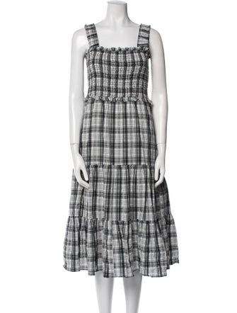 Veronica Beard Plaid Print Midi Length Dress