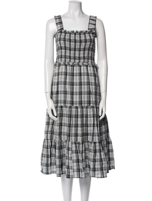 Veronica Beard Plaid Print Midi Length Dress