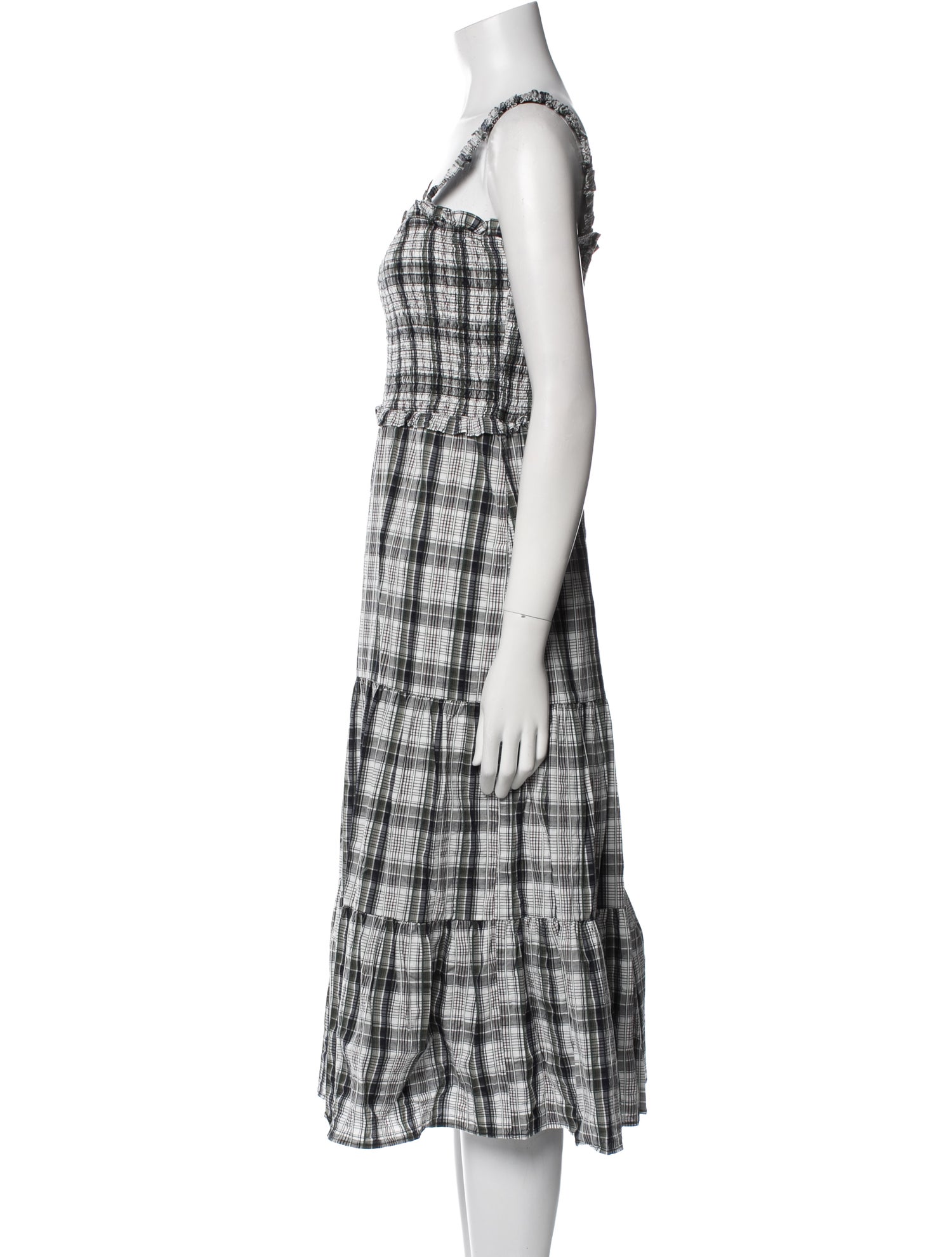 Veronica Beard Plaid Print Midi Length Dress