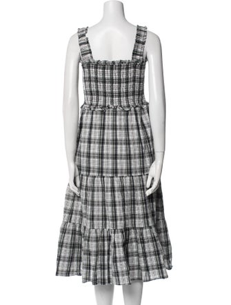 Veronica Beard Plaid Print Midi Length Dress
