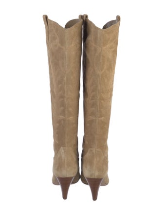 Veronica Beard Suede Embroidered Accent Boots