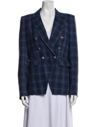 Veronica Beard Virgin Wool Plaid Print Coat