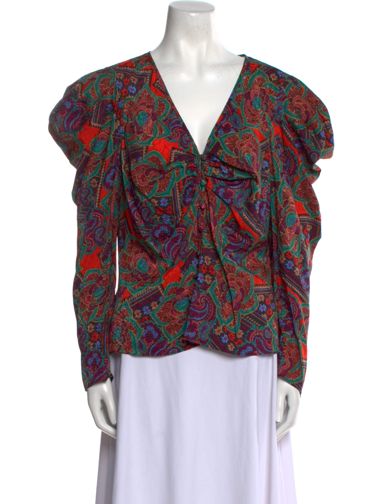 Veronica Beard Floral Print V-Neck Blouse