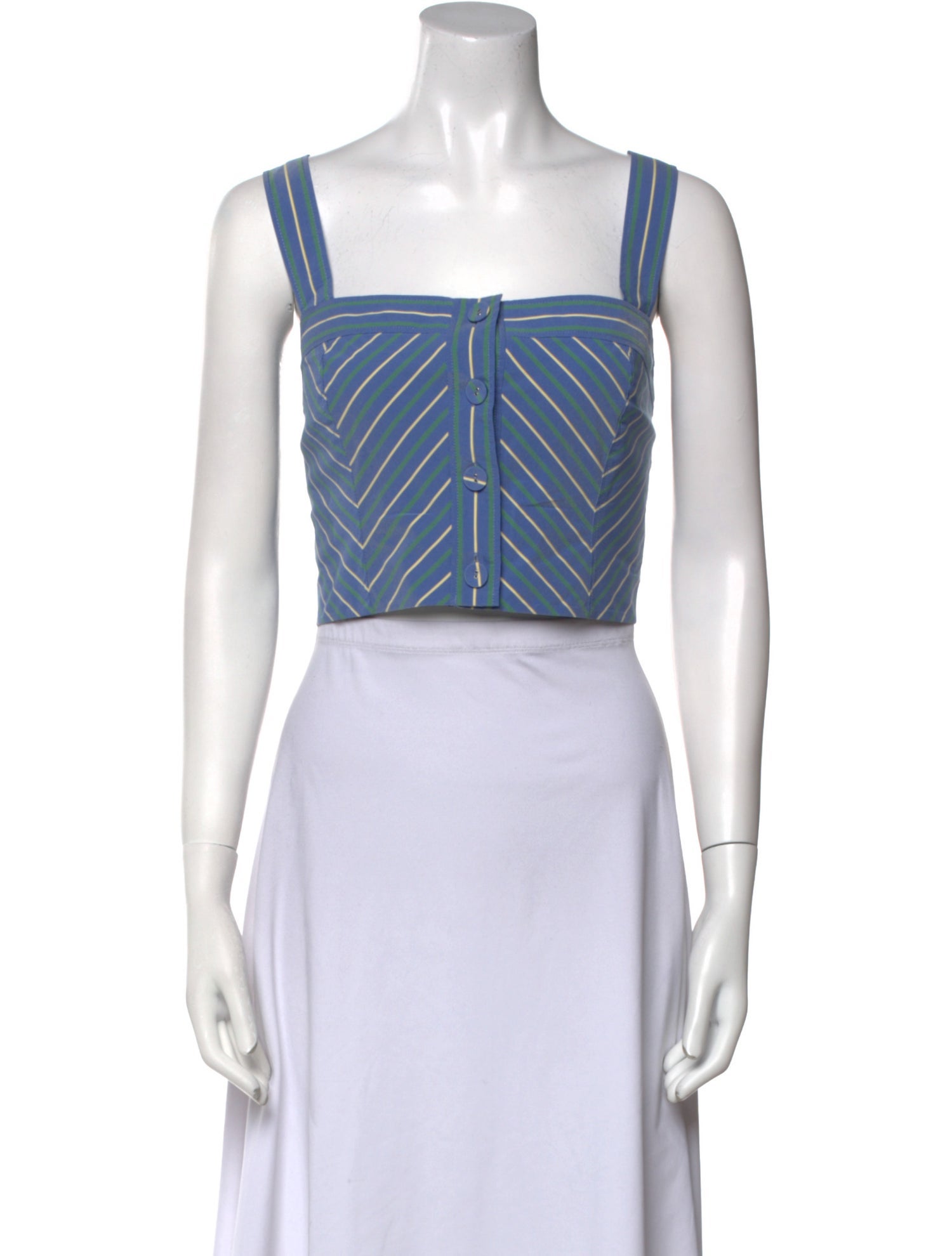 Veronica Beard Striped Square Neckline Crop Top