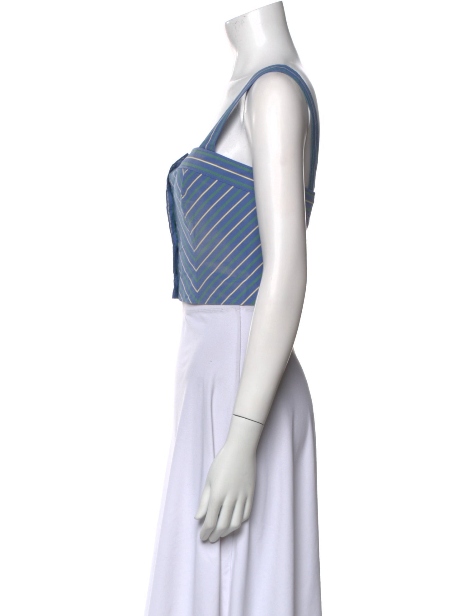 Veronica Beard Striped Square Neckline Crop Top