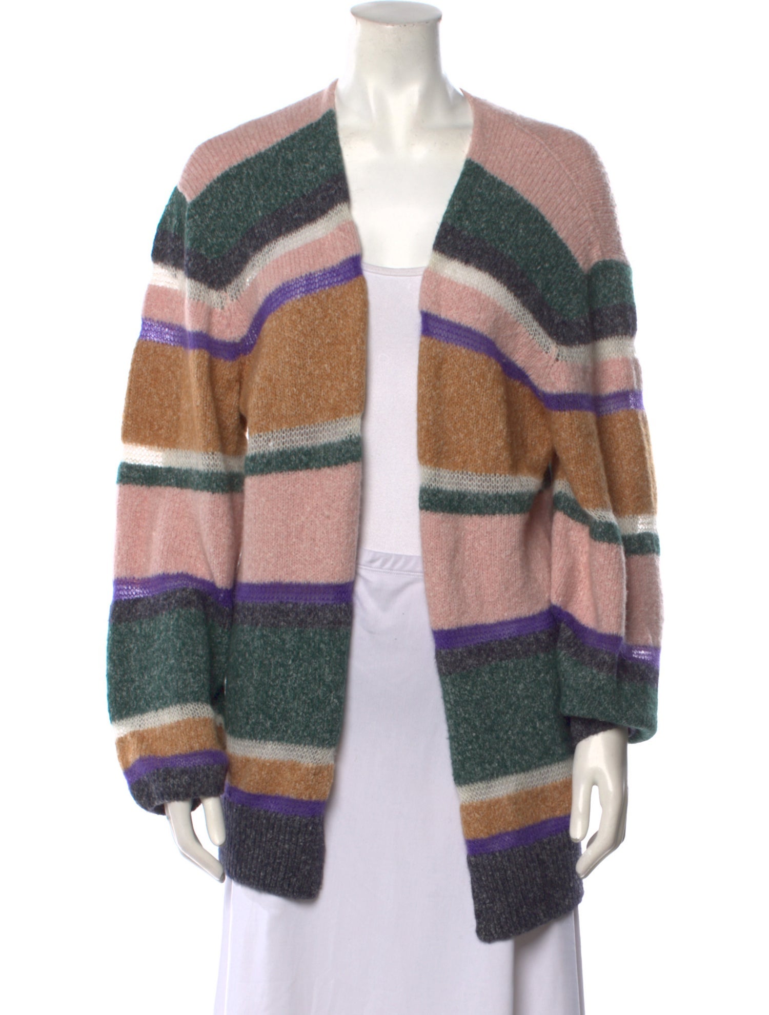 Veronica Beard Striped Open Front Sweater